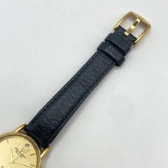 Vintage Jules Jurgensen Womens Watch Gold Tone 27mm Black Leather New Battery 8″