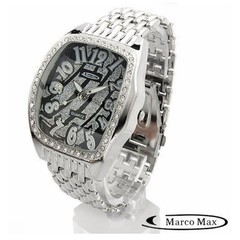 Marco Max Vtg Statement Watch Mens Tonneau Crystal Bezel Japan Qtz New Battery