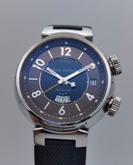 Louis Vuitton Tambour Reveil GMT Alarm Date Automatic Brown Dial Steel – Q1151 –