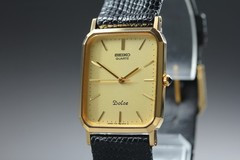 [Near MINT] Seiko Dolce 7731-5240 23mm SGP30 Gold Dial Qz Rectangle Men’s Watch