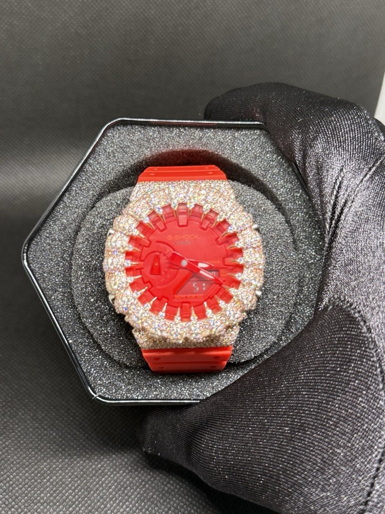 VVS Moissanite G Shock Original Watch Rubber Band Red