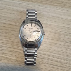 OMEGA C Constellation Chronometer Auto Day-Date Linen Dial SS 14KT Bezel