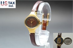 OH 1973 [ Exc+5] Christian Dior Bulova Brown Cal.5BC Gold Ladies Watch JAPAN