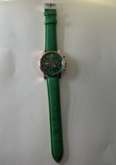 Green Leather Watch Womens Quartz Analog Roman Numeral Dress Casual 40mm 8in