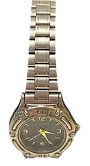 Claremont SR626SW Women’s Wristwatch Watch Silver Gold Tone Black Dial Working