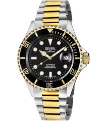 Wall Street Gevril Swiss Made SW200 Steel Rotating Bezel watch, Two toned Gold b