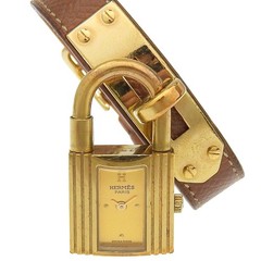 HERMES Kelly watch Watches goldDial Plated Gold/leather Quartz Analog disp…