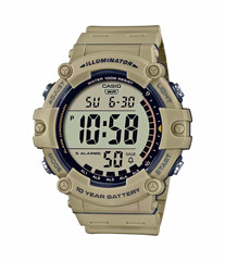 CASIO Illuminator Digital Quartz WR 100m 10 Year Battery Beige Resin 51mm