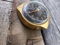 Vintage Poljot Chaika Stadium Gold Plated USSR 17 Jewels Mechanical Wristwatch.