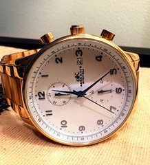 Adee Kaye Men’s Chronograph Watch White Dial W/ Blue Numerals/Hands + Date