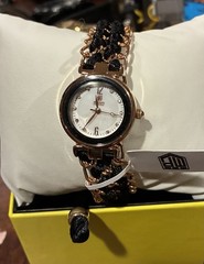 Montres Prestige Women’s Quartz 25mm Black/Rose Gold Bracelet Watch