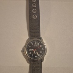 Citizen Eco-Drive Quartz 43mm Black Dial Green Fabric Strap Date 100m
