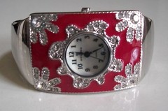 Women’s number dial rhinestone multicolor & silver finish casual watch