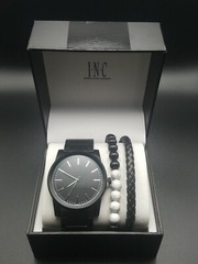 INC International Concepts Men’s Black-Tone Bracelet Watch 45mm 3-Pc NIB – JLY02