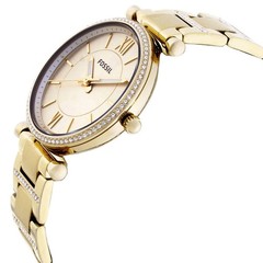 Fossil Carlie Quartz Crystal Gold Dial Ladies Watch ES5465