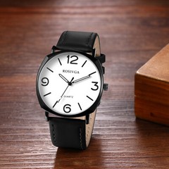 Simple Casual Men’s Large Digital Dial PU Leather Band Quartz Analog Wrist Watch