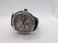 Guess Womens Watch 42mm Breast Cancer Awareness Leather Day Date New Battery