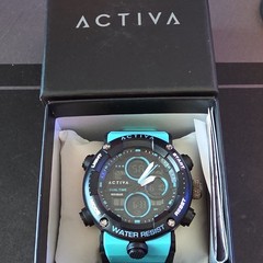 Activa Dual Time Analog-Digital Quartz Sport Watch Blue Silicone Strap 30m