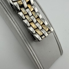 Celebrity Quartz Watch Rectangular Tank Two-Tone Roman Numeral Date Japan Movt