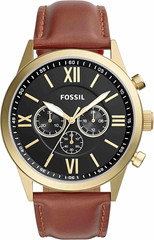 Fossil BQ2261 Men’s Chronograph Quartz Black Dial Gold Case Brown Leather