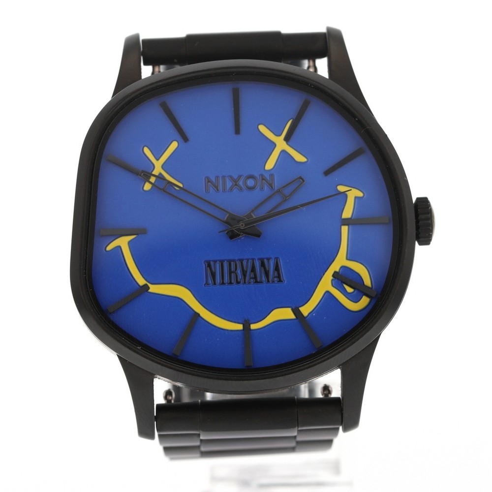 Nixon Nirvana 43mm Blue Dial Quartz Matte Black Stainless Steel Men’s Wristwatch
