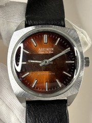 ASEIKON Vintage 1960’s Men’s Manual Orange Dial Silver Steel Square Watch
