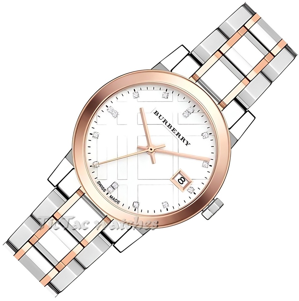 BURBERRY BU9127 WOMENS ROSE GOLD SILVER TONE WATCH BRAND NEW – 2 YEARS WARRANTY