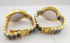 *New Battery* GENEVA MEN’S SET 2 PIECE MULTI-COLOR LOT BLUE & BLACK 7.25inch