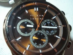 RARE LARGE MEN’S 3 DIALS MILITARY TIME JOSEPH ABBOUD BROWN WATCH NEW BATTERY