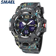 SMAEL Men Quartz Watches Digital Wristwatch LED Stopwatch Big Case Sport Watch