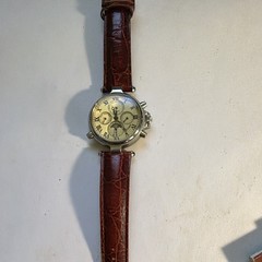 Stauer Osiris Quartz Moon Phase Day/Date Cream Roman Dial Brown Leather 50m