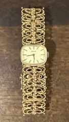 Admark Co. Germany 17 Jewel Women’s Intricate Gold Tone Bracket Wristwatch Works