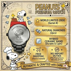Snoopy 70th Anniversary Diamond Watch Hybrid Ceramic Serial Number Japan New