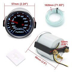 52mm Racing Gauge 12V LED Smoke Len -1~0~2 BAR Turbo Boost Water Temperature Oil