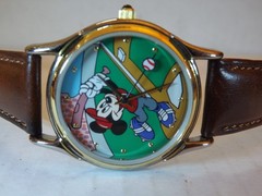 Disney Store Mens Vintage Mickey Mouse Watch (Baseball)-Rotating B Ball-VHTF-New