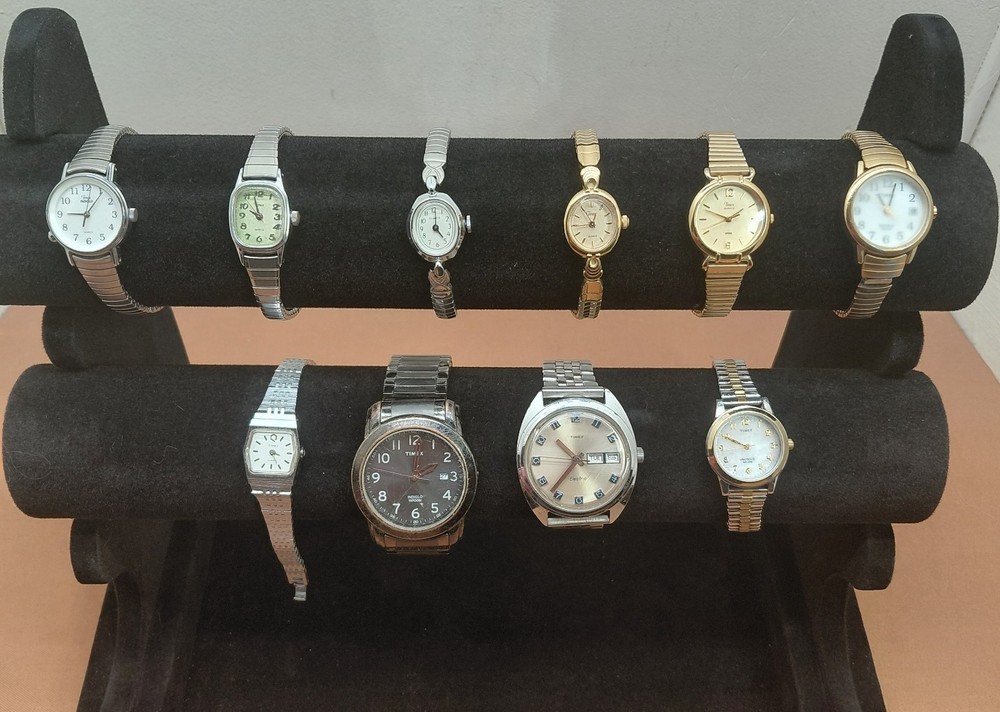 Lot of 10 Vintage Timex Wristwatches mix of men and women styles Untested