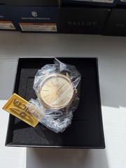 Invicta Men’s Gold Analog Wristwatch Black Leather Strap Dress Formal