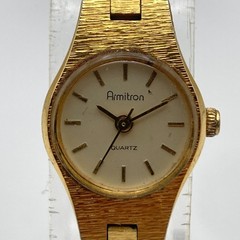 Vintage Armitron Womens Watch 11mm Gold Tone Petite Round New Battery 7″