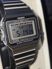 Casio A158 Digital Quartz Alarm Chronograph WR Silver Steel Bracelet w/ Box