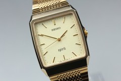 [EXC+5] Seiko Spirit 5E31-5A60 29mm Gold Square Tank Mens Watch From JAPAN