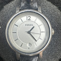Fossil ES-2407 Womens Watch 28mm White Dial, Black & Green Leather Bands. In Box