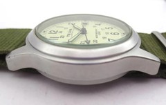 TELVA Mens Quartz Watch 35mm SPORTS CREPHA TB-2072 Military Style Japan 12/24hr