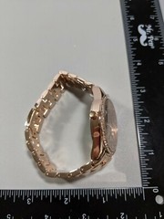 Animal Pattern Dial Crystal Bezel Rose Gold Tone Case 41 mm Link Band Watch 8 In