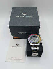 Pagani Design PD-1644 Rainbow Chronograph Quartz Black Dial 40mm Steel Bracelet