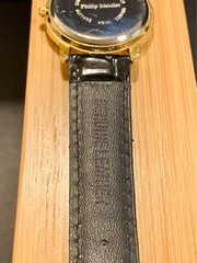 Philip Mercier Gold Watch Red Second Hand Leather Strap Quartz