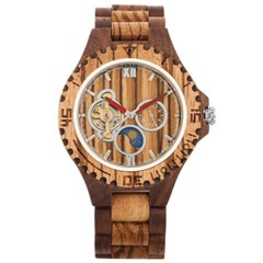 Men’s Wooden Automatic Watch Full Wooden Bracelet Wristwatch Folding Clasp Gifts