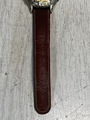 Vintage Nike Air 1238 Gold Tone Faced Watch Leather Band Needs Battery