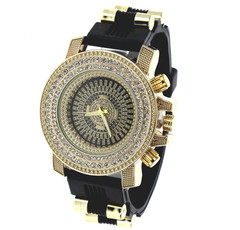 Milano Expressions Men’s Hip Hop Rapper Luxury Stones Wrist Watch Gold Finish