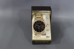 Elgin Men’s Gold-Tone 295 Crystals Black Dial Watch – FG160030G