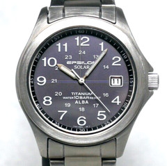 SEIKO ALBA EPSILON Field Watch V145 2002 Black Titanium Solar Power Luminous